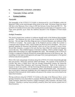 E. TOPOGRAPHY, GEOLOGY, and SOILS 1. Topography, Geology