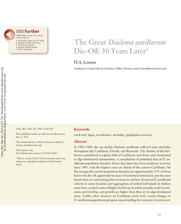 The Great Diadema Antillarum Die-Off: 30 Years Later