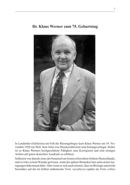Dr. Klaus Werner Zum 75. Geburtstag 3