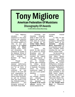 American Federation of Musicians Discography of Awards