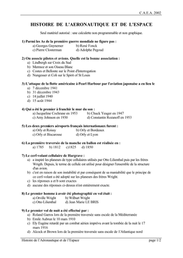 Histoire De L'aeronautique Et De L'espace