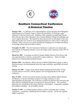 Southern Connecticut Conference a Historical Timeline