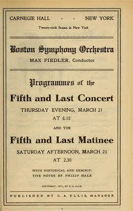 Boston Symphony Orchestra Concert Programs, Season 31,1911-1912, Trip