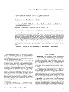 Nerve Sheath Tumors Involving the Sacrum