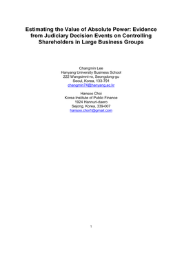 Evidence from Judiciary Decision Events on Controlling Shareholders in Large Business Groups