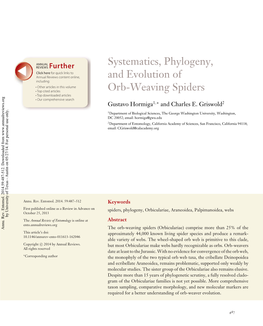 Systematics, Phylogeny, and Evolution of Orb-Weaving Spiders
