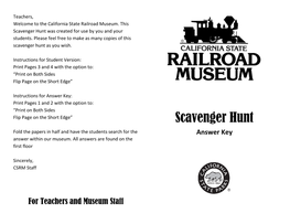 Scavenger Hunt Was Created for Use by You and Your Students