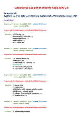 Ondrášovka Cup Pohár Mládeže FAČR 2020-21