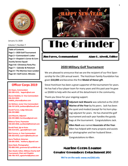 The Grinder Table of Contents Page 1—2020 Golf Tournament Page 2—Commandant’S Letter Jim Hayes, Commandant Alan G