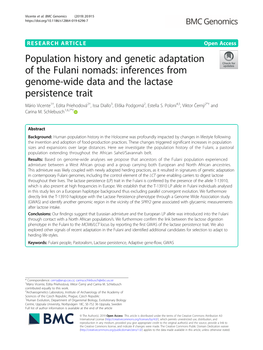 Population History and Genetic Adaptation of the Fulani Nomads