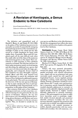 A Revision of Kentiopsis, a Genus Endemic to New Caledonia