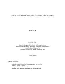 Patent Abandonment and Subsequent Cumulative Inventions