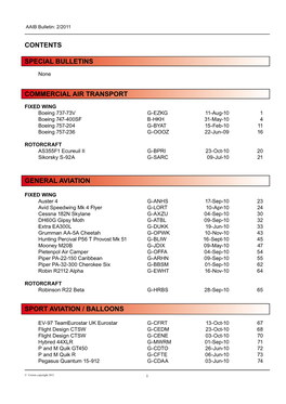 Commercial Air Transport Special Bulletins