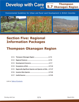 Thompson Okanagan Region Develop with Care SECTION Thompson 2014 5.7 Okanagan Region