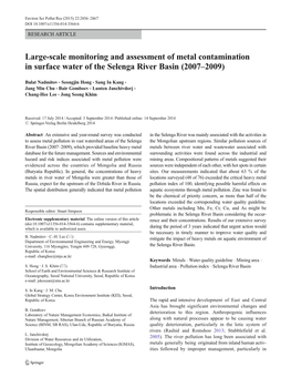 Large-Scale Monitoring and Assessment of Metal Contamination in Surface Water of the Selenga River Basin (2007–2009)