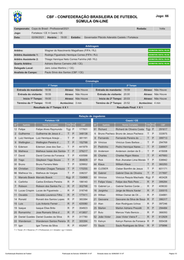 Confederação Brasileira De Futebol Súmula On-Line