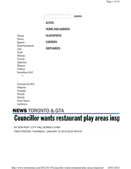 Councillor Wants Restaurant Play Areas Inspected