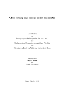 Class Forcing and Second-Order Arithmetic