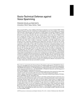 Socio-Technical Defense Against Voice Spamming