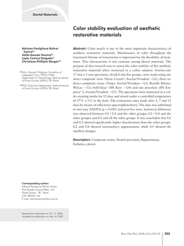 Color Stability Evaluation of Aesthetic Restorative Materials