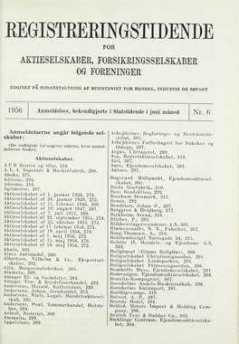 Regi8tkeeingstidende for Aktieselskaber, Forsikringsselskaber Og Foreninger