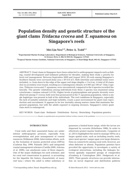 Population Density and Genetic Structure of the Giant Clams Tridacna Crocea and T