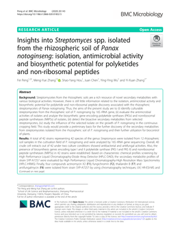 Insights Into Streptomyces Spp. Isolated from the Rhizospheric Soil Of