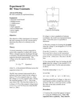 Experiment 21 RC Time Constants