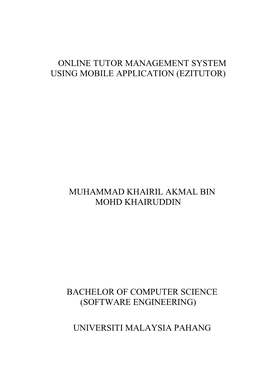 Online Tutor Management System Using Mobile Application (Ezitutor)