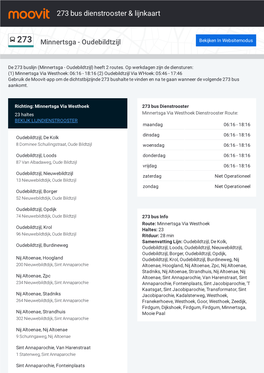 273 Bus Dienstrooster & Lijnroutekaart