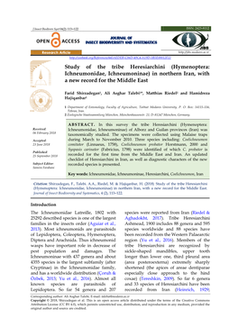 Hymenoptera: Ichneumonidae, Ichneumoninae) in Northern Iran, with a New Record for the Middle East