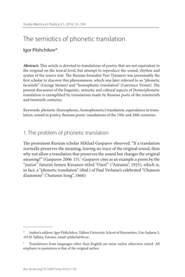 The Semiotics of Phonetic Translation