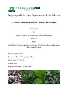 Wageningen University - Department of Social Sciences