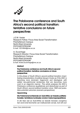 The Polokwane Conference and South Africa's Second