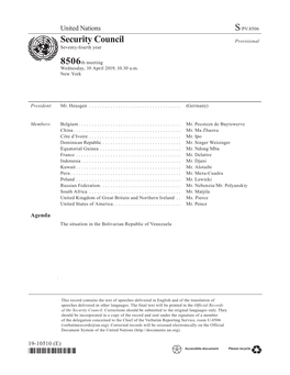 S/PV.8506 the Situation in the Bolivarian Republic of Venezuela 10/04/2019