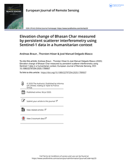 Elevation Change of Bhasan Char Measured by Persistent Scatterer Interferometry Using Sentinel-1 Data in a Humanitarian Context