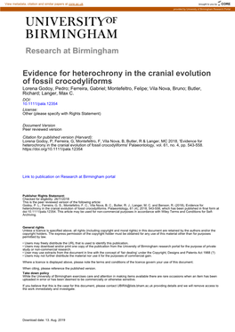 Evidence for Heterochrony in the Cranial Evolution of Fossil Crocodyliforms