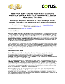 Teletoon Bolsters Its Position As Canada's