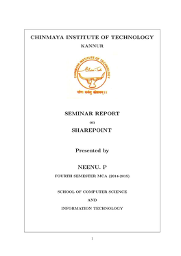 Chinmaya Institute of Technology Seminar Report