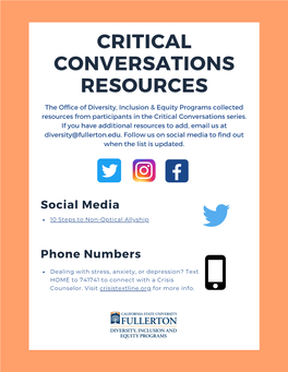 View the Critical Conversations Resources