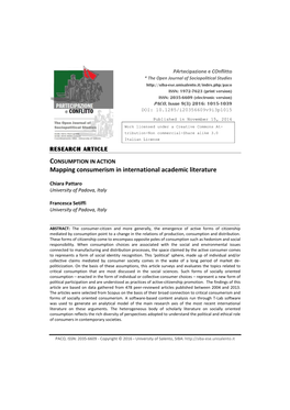 Mapping Consumerism in International Academic Literature