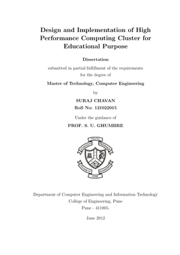 Design and Implementation of High Performance Computing Cluster for Educational Purpose