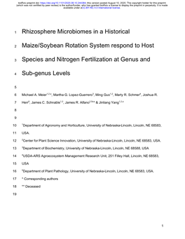 Rhizosphere Microbiomes in a Historical Maize/Soybean Rotation
