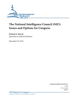 The National Intelligence Council: Issues and Options for Congress