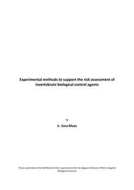 Experimental Methods to Support the Risk Assessment of Invertebrate Biological Control Agents