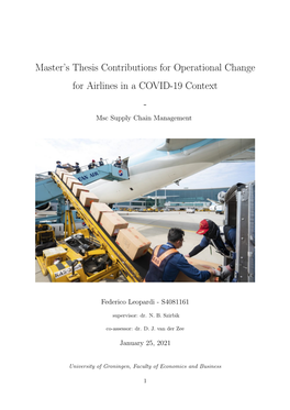 Master's Thesis Contributions for Operational Change for Airlines in A