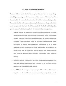 5. Levels of Reliability Methods