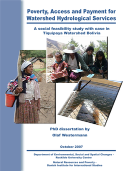 Poverty and PWHS in the Cordillera Del Tunari