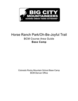 Horse Ranch Park/Oh-Be-Joyful Trail BCM Course Area Guide Base Camp