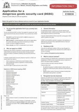 Application for a Dangerous Goods Security Card (DGSC)